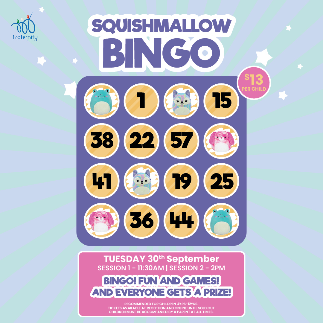 SQUISHMALLOW BINGO – 30TH SEPTEMBER – 11:30AM
